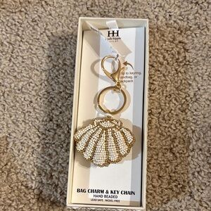 Haute Hippie Gold and White Beaded Shell Keychain